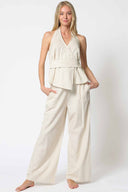 Oatmeal Halter Pants Set front