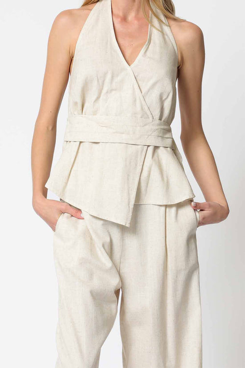 Oatmeal Halter Pants Set details