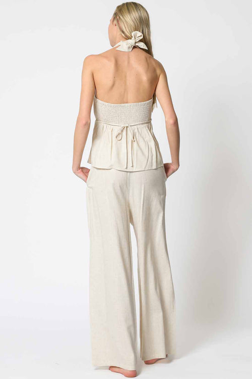 Oatmeal Halter Pants Set back