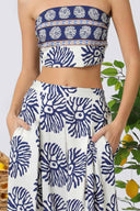 Blue Printed Tube Pants Set