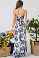 Blue Printed Tube Pants Set