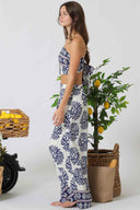 Blue Printed Tube Pants Set