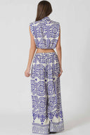 Blue Shoulder Pads Pants Set back