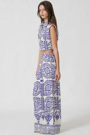 Blue Shoulder Pads Pants Set side
