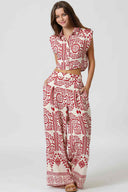 Red Shoulder Pad Pants Set