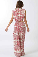 Red Shoulder Pad Pants Set back
