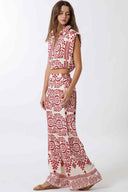 Red Shoulder Pad Pants Set side