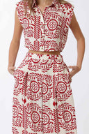 Red Shoulder Pad Pants Set detail