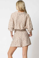 Khaki Printed Shorts Set back