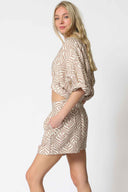 Khaki Printed Shorts Set side