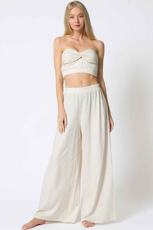 Oatmeal Tube Pants set front