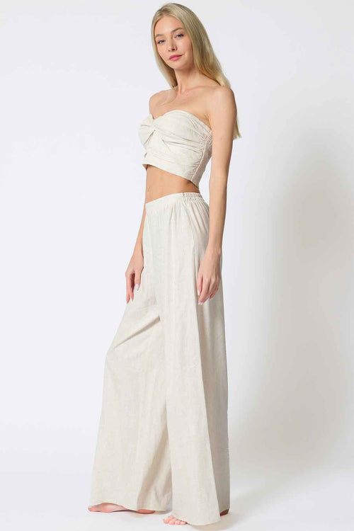 Oatmeal Tube Pants set side