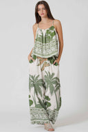 Olive Tropical Cami Pants Set front