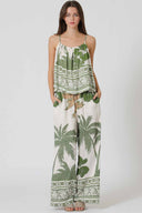 Olive Tropical Cami Pants Set
