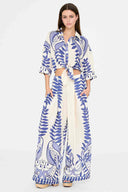 Blue Leaf Pants Set