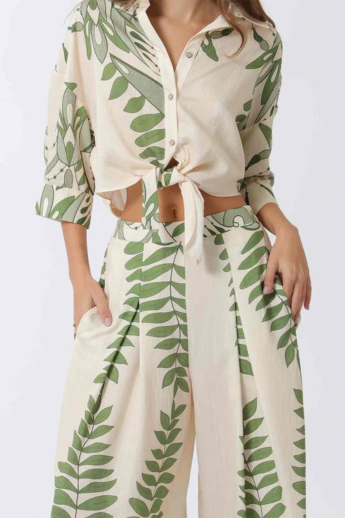 Green Leaf Pants Set detail