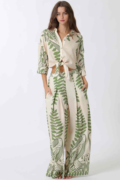 Green Leaf Pants Set