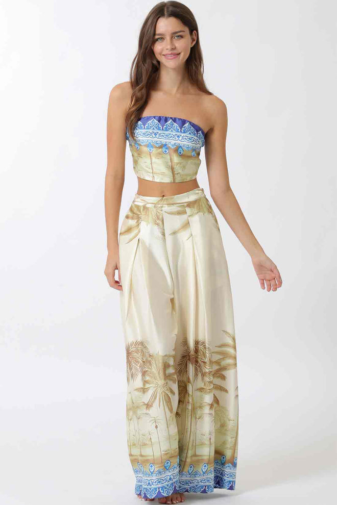 Ivory Printed Tube Pants Set