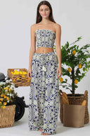Navy Printed Tube Pants Set