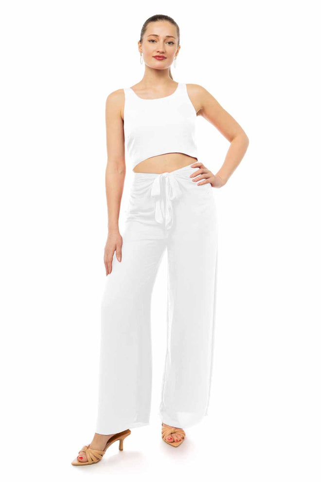 Kiley White Solid Cutout Jumpsuit