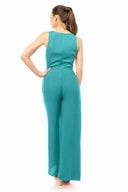 Kiley Scuba Blue Solid Cutout Jumpsuit back