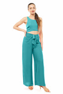 Kiley Scuba Blue Solid Cutout Jumpsuit