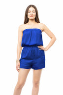 Savannah Capri Blue Bandeau Cargo Romper