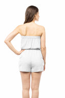 Savannah White Bandeau Cargo Romper back