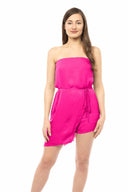 Drew Pink Overlay Strapless Romper