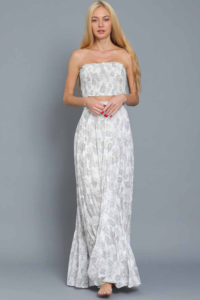 Mane White Printed Skirt Set front