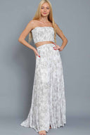 Mane White Printed Skirt Set