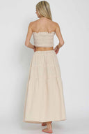 Beige Tube Midi Skirt Set back