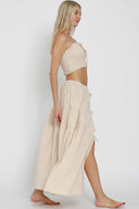 Beige Tube Midi Skirt Set side