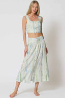 Oatmeal Striped Midi Skirt Set