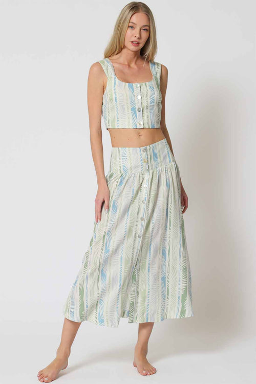 Oatmeal Striped Midi Skirt Set