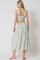 Oatmeal Striped Midi Skirt Set back