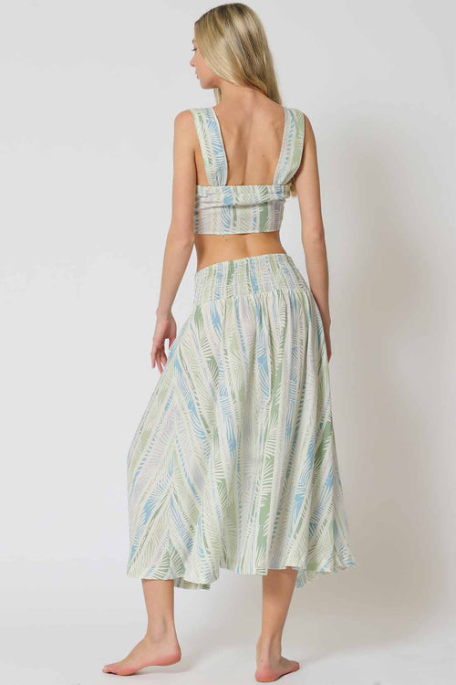 Oatmeal Striped Midi Skirt Set back