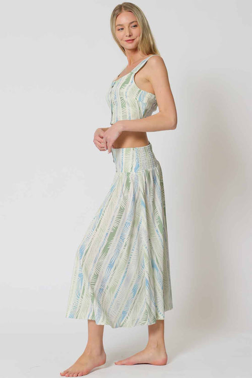 Oatmeal Striped Midi Skirt Set side