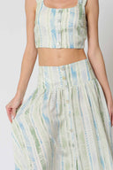 Oatmeal Striped Midi Skirt Set details