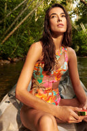 St Even Orange One Shoulder One Piece