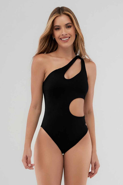 St Even Black One Shoulder One Piece front