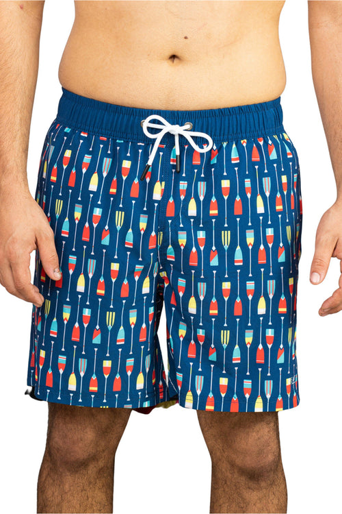 Navy Multi Color Paddles Swim Trunk