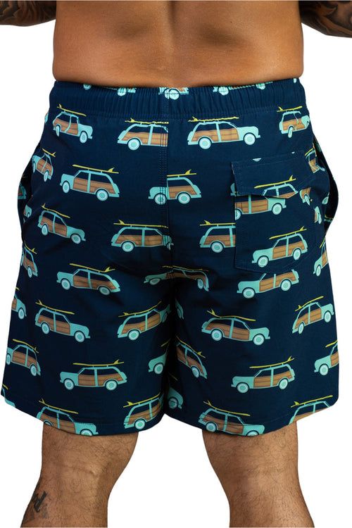 Navy Woody Swim Trunk back