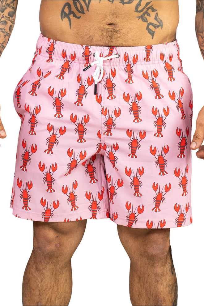 Pink Red Lobsters Swim Trunk