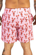 Pink Red Lobsters Swim Trunk back