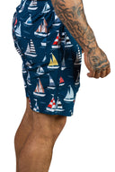 Multi Color Sailboats Swim Trunk side
