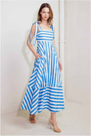 Blue Striped Midi Dress side