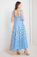 Blue Striped Midi Dress back