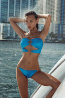 Lulifama Liquid Voltage Blue Bandeau Bikini Set