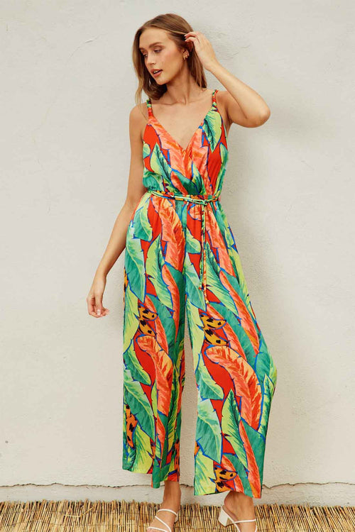Tropical Print Jumpsuit